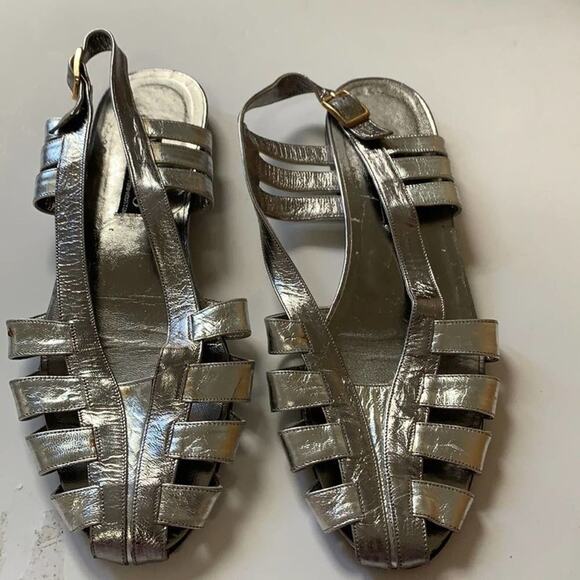 MARAOLO ROMA FIRENZE PLATINUM SANDALS SIZE 8 1/2‎ - Picture 1 of 5